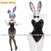 《Custom Size》Unisex Anime Cos Ram Rem Bunny Girl Cosplay Costumes Halloween Christmas Party Sets Uniform Suits