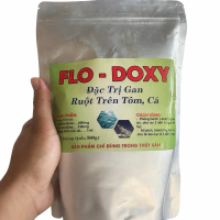 Gói 500g FLO DOXY dùng cho tôm xưng gan, vàng gan, đỏ gan, khúc, chấm lớn, tôm ăn yếu
