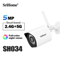 SriHome SH034 New Release 5MP Mini 5G Wifi IP Camera Waterproof Video Surveillance Smart HD Tracking