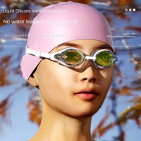[Hot] High Definition Adult Swimming Goggles Cap Waterproof Electroplating Race Swimming Goggles Hat