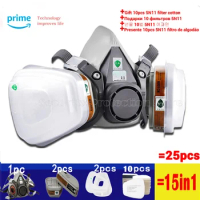 27Pcs 6200 Mask or 9in1 6200 Half Facepiece Gas Mask Respirator With 6001/2097 Filter Fit Painting Spraying Dust Proof For 3M