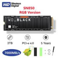 WD SN850 RGB 1TB 2TB 500GB Internal Solid State Drive M2 2280 PCIe4.0 NVMe SSD Gen4 WD Black Original Western Digital For PS5