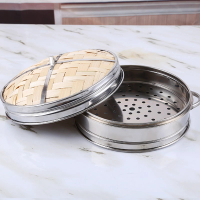 不銹鋼雙耳蒸籠含蓋子有手柄（壹籠壹蓋）（規格：16CM-30CM）（下單後請聯絡客服確認發貨尺寸） 