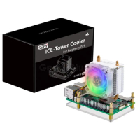 ICE-Tower Cooler CPU RGB LED Light Cooling Fan for Raspberry Pi 5