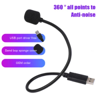 Adjustable USB Laptop Microphone 360 Degree Mic Anti-noise Mini Studio Speech Microphone for Desktop PC Condenser Microphone