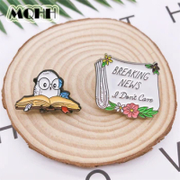 Cute Cartoon Animals Enamel Brooches Birds Doctor Reading Learning Flowers Books Alloy Badges Clothes Bags Women Jewelry Gifts