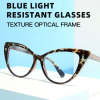Fashion Women Anti Blue Ray Glasses Women Cat Eye Eyewear Frame With Filter Blue Light No Grade Multicolor Choice +