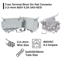 Fuse Terminal Block Blok Din Rail Konektor 0.2~4mm 800V 6.3A UK5 HESI