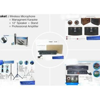 PAKET SOUND SYSTEM KARAOKE (WIRELLES MICROPHONE + MANAGEMENT KARAOKE + SPEAKER 12" + STAND SPEAKER +