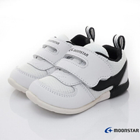 日本月星Moonstar機能童鞋頂級學步系列寬楦穩定彎曲抗菌鞋款B2483黑白(寶寶段)