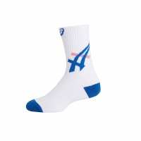 Asics 襪子 Logo Socks 男女款 白 藍 台灣製 毛巾布 亞瑟士 長襪 中筒襪 運動襪 3033B365102