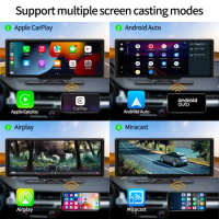10.26" Dash Cam 4K DVR Rearview Camera Wifi Carplay &amp; Android Auto GPS Navigation Video Recorder AUX Dashboard Dual Len 24H Park