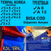 Terpal plastik Korea lembaran ukuran 5x8 5x7 5x6 6x8 7x7 3x3 3x4 3x5 4x4 4x5 type ketebalan A8 A12 c