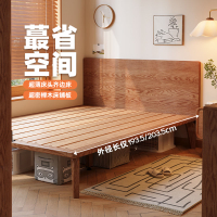 免運 實木床 床架 床板 雙人床 【限時優惠】齊邊實木床超薄床頭原木風高腳小戶型主次臥單雙人床 八折下殺 特價出 可開發票