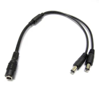 2pcs DC Power Splitter Cable 1 Female to 2 Dual male cord for CCTV Camera 5.5mm / 2.1mm