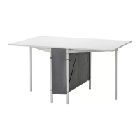 KALLHÄLL 附儲物折疊桌, 白色/淺灰色, 33/89/145x98 公分