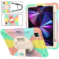 Case For Apple iPad 10th Gen 2022 10.9 inch A2696 A2757 A2777 Kids Safe Shockproof PC + TPU Combo Hand Strap Stand Cover
