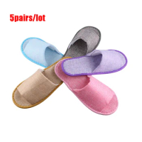 5 Pairs/lot Highland Cow Disposable Slippers Hotel Slipper Home Slides Travel SPA Sandals Men Women Portable Open-toe Shoes