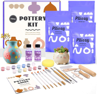 Pllieay Pottery Kit Self-Drying Clay Kit with Tools Glaze and Instructions Home Pottery Kit for Begi