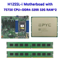 For Supermicro H12SSL-i Motherboard +1* EPYC 7573X 2.8Ghz 32C/64T 768MB 280W CPU Processor +2*32GB=64GB DDR4 3200mhz RAM Memory