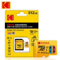 Kodak Micro SD Card 512GB 256GB 128GB U3 V30 4K High Speed SDXC MicroSD C10 TF Card With SD Adapter Free Shipping