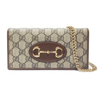 【GUCCI 古馳】621892 經典1955 WOC款Horsebit 馬銜釦金鍊肩背/斜背/手拿包 (棕色)