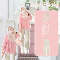 3in 1 One Set Korean Hijab Style Outfit Wanita Kekinian OOTD Anak Perempuan Outfit Hijab Casual Outf