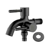 Bathroom Wall Mounted Balcony Mop Sink Black Faucet Stainless Steel Washing Machine Cold Garden Laundry Faucets G1/2'' Taps