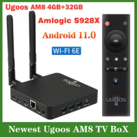 2023 UGOOS AM8 TV BOX Amlogic S928X DDR4 4GB RAM 32GB ROM Android 11 Support AV1 CEC HDR WiFi6E 1000M OTG 4K BT5.3 Set Top Box