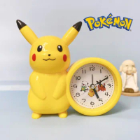 Pokemon Clock Anime Figures Pikachu Catoon Kawaii Model Action Decoration Toy Children Alarm Pointer Watch Student Kids Gift