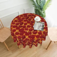 Tablecloth Pepperoni Pizza Food Round Table Cloth Delicious Table Cover Tablecloths Events Dining Ta