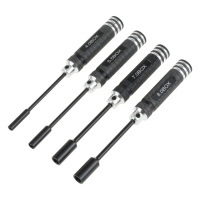 Set Pemutar Skru Hex, 4 Keping, Kit Soket Pemacu Nat, Sesuai untuk Hobi RC, Tersedia dalam 4mm, 5.5m