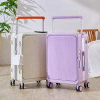 Travel Suitcase Deepened Thickened Capacity Trolley Case Wide Rod Fashion Luggage with Wheels Aluminum Frame Business Suitcase