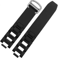 20mm Rubber Watch Band Strap Buckle Fit for Cartier 21 Chronoscaph &amp; Autoscaph