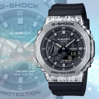 【CASIO 卡西歐】G-SHOCK 油漬搖滾 頹廢風格 金屬殼八角形雙顯錶(GM-2100GC-1A 防水200米)