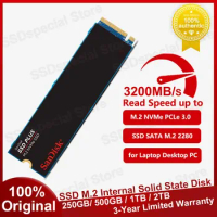 Original Sandisk SSD PLUS M.2 NVMe SSD Internal Solid State Disk Hard Drive M2 2280 250GB 500GB 1TB 2TB for Laptop Desktop PC