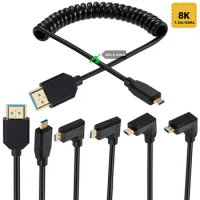 8K 60hz Spring Telescopic Cable Version 2.1 Micro HDMI Compatible to HDMI Compatible Cable Digital Camera HD