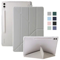 For Samsung Tab S9 Plus Case 12.4" Acrylic Clear Hard Back Stand Smart Cover for Galaxy Tab S9 FE Plus Case with Pen Holder