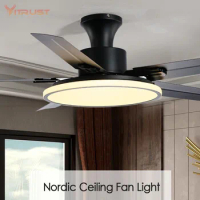 Nordic Ceiling Fan with Light Kits 36 46 56 inch Industrial Hang Fan with Remote Control Quiet Energy Saving Ding Room Fan