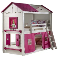 House Shaped Pink Tent Funny Playing Twin Sweetheart Children Kids Girls Bunk Bed