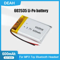 1-2PCS 602535 600mAh 3.7V Lithium Polymer Rechargeable Battery For MP3 GPS Toy Bluetooth Speaker Headset LED Light Smart Watch