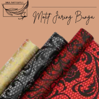 (ECER ) KERTAS BUKET  MOTIF JARING2 BUNGA GOLD WRAPPING  PAPER LINE CELLOPHANE WATERPROOF