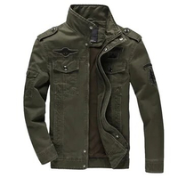 Men Outdoor Army Fans Hiking Jacket Spring-Autumn Camping Stand Collar Cotton Jacket Quality Multi-Pocket Big Size Flight Jacket