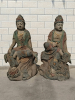 木雕佛像造像擺飾，彩繪工藝，自在觀音菩薩，高80厘米，138