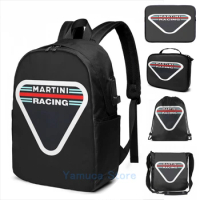 Funny Graphic print martini logo USB Charge Backpack men School bags Women bag Travel laptop bag