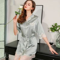 100% Mulberry Silk Nightgowns for Women Sexy Lace Trim Ladies Sleepwear Nightwear Dress for Girls Summer Real Silk Pajama Dress