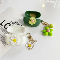 Fashion Daisy Flower Case for realme Buds T100 Case Cute Silicone Earphone Cover with Keychain Accessory Box