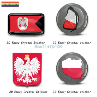 3D Epoxy Resin PVC Polish Air Force Flag National Emblem Map Car Dome Sticker Car Decoration Laptop Vinyl Phone Sticker