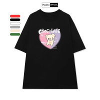 COD Áo Thun Nữ, Áo Phông Unisex By PEABOO Mã TN Choco Heart Chất Cotton Thoáng Mát Form Rộng Tay Lỡ 