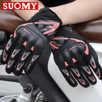 SUOMY Pink Gloves Motorcycle for Men Women Motocross Gloves Full Finger Touchscreen Protective Gear Glove Motorcyclist Gloves MX